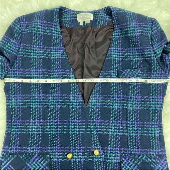 VINTAGE Jeremy Scott Double Breasted Plaid Wool Blazer - Picture 4 of 10